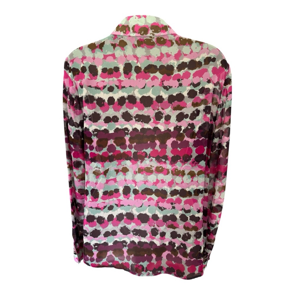 ESCADA blouse in colors of black, brown, sea foam, purples & pinks, size 6 - Picture 4 of 12